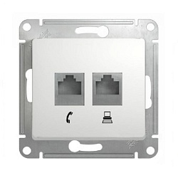 Розетка информационная двойная RJ11+RJ45 кат. 5E SCHNEIDER ELECTRIC GLOSSA белый