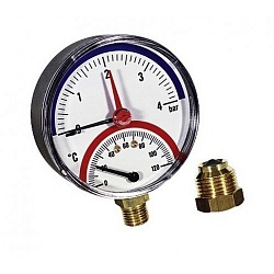 Термоманометр WATTS TMRA 1/2" 120 С, 4 бар, нижн. подкл., отсек. клапан в комплекте