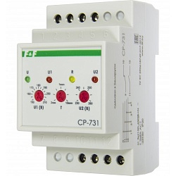 Реле контроля напряжения F&F CP-731 3-фазный, контроль верх. и ниж. U, на DIN-рейку