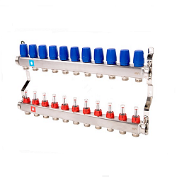 Коллекторная группа 10 выходов х 1" MVI с расходомерами в сборе 